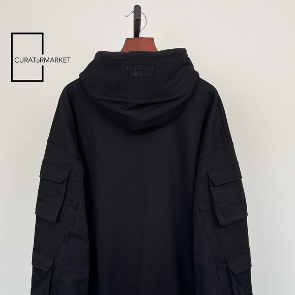 Vetements: GRAIL Multi Cargo Pocket Zip Army Military Black Hoodie SS24 - Picture 4 of 16